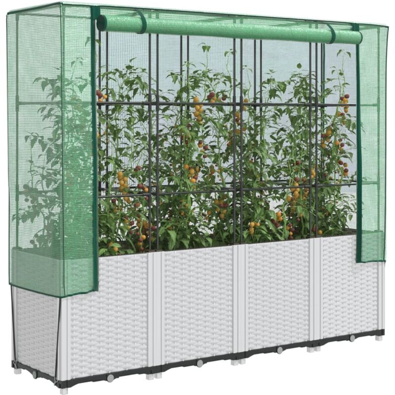 Raised Bed With Greenhouse Cover Rattan Look 160x40x153 Cm Vidaxl