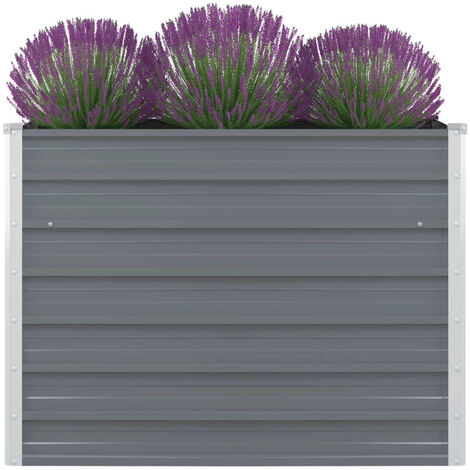 Raised Garden Bed 100x100x77 cm Galvanised Steel Grey vidaXL