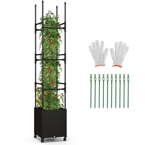 Raised Garden Bed Self-Watering Planter Box 219 cm Rolling Tomato Cage