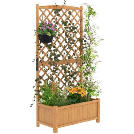 Raised Garden Bed Tall Standing Wooden Planter Outdoor Plant Container