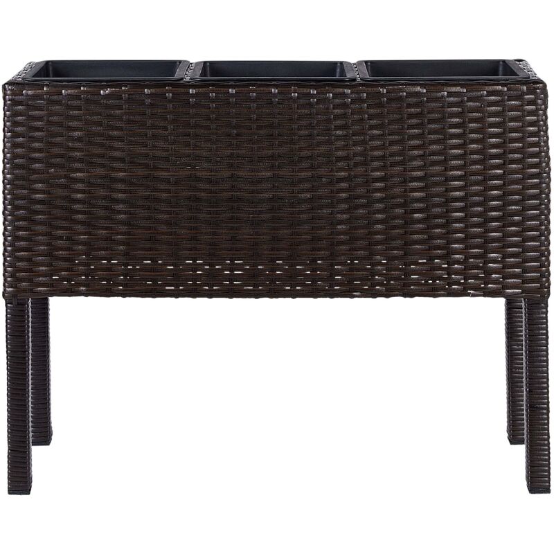 Beliani - Raised Pe Rattan Garden Bed Planter Plant Pot Indoor Outdoor With 3 Inserts Brown Caragana