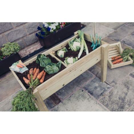 Raised Veg Trug Garden Planter - Scandinavian Redwood - L52 x W100 x H60 cm - Minimal Assembly Required