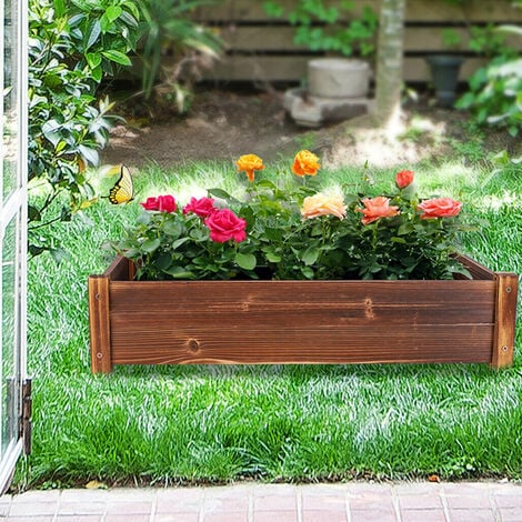main image of "Raised Wooden Vegetable Bed Planter Trough Garden Planter Flower Bed Plant Pot"