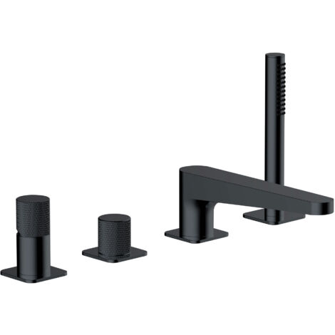 RAK Amalfi Matt Black Deck Mounted 4 Tap Hole Bath Shower Mixer - RAKAMA3013B