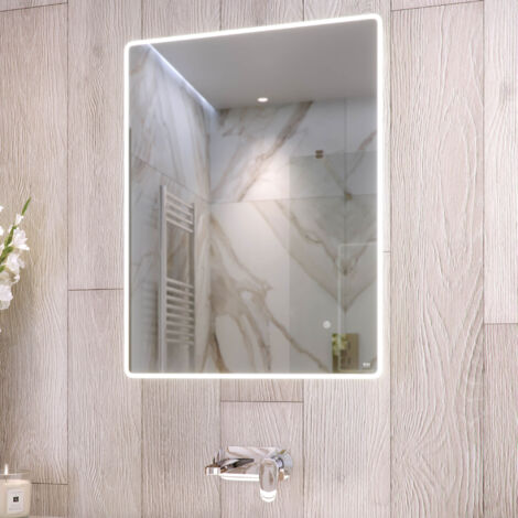 RAK Amethyst 600mm x 800mm Illuminated LED Mirror with Demister and Touch Sensor - RAKAME5002
