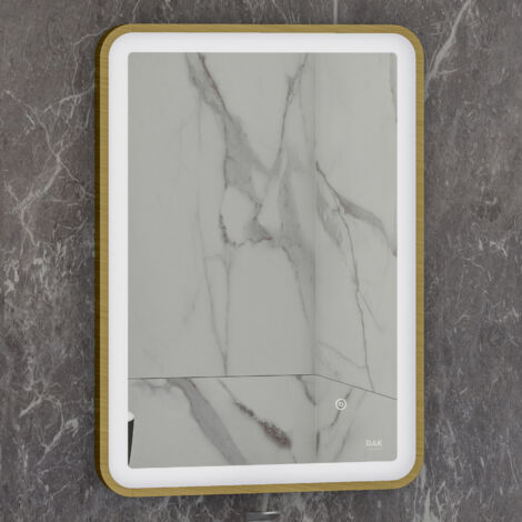 RAK Art Brushed Gold 600mm x 800mm Soft Illuminated LED Mirror - RAKARTSFBG5002