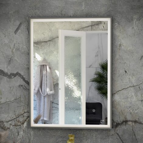 RAK Art Brushed Nickel 500mm x 700mm Square LED Mirror - RAKARTSQBN5001