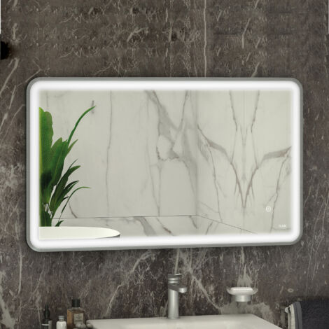 RAK Art Brushed Nickel 600mm x 1200mm Soft Illuminated LED Mirror - RAKARTSFBN5004