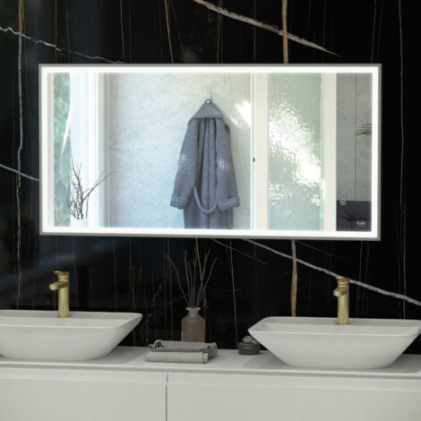 RAK Art Brushed Nickel 600mm x 1200mm Square LED Mirror - RAKARTSQBN5004
