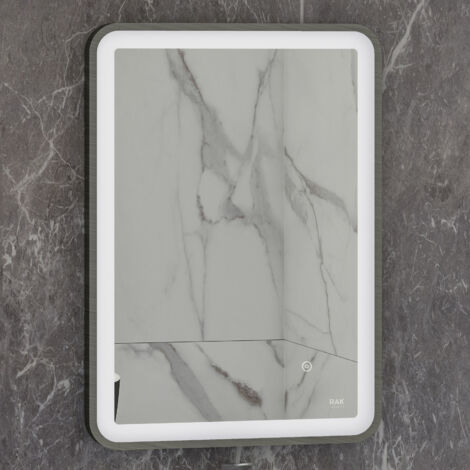RAK Art Brushed Nickel 600mm x 800mm Soft Illuminated LED Mirror - RAKARTSFBN5002