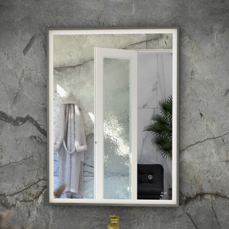 RAK Art Brushed Nickel 600mm x 800mm Square LED Mirror - RAKARTSQBN5002