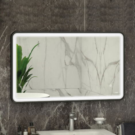 RAK Art Matt Black 600mm x 1000mm Soft Illuminated LED Mirror - RAKARTSFMB5003