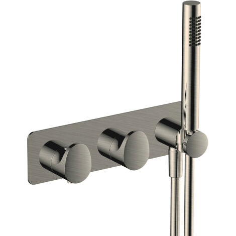 RAK Brushed Nickel Horizontal Concealed Thermostatic Dual Control Shower Valve with Handset - RAKITA3305N