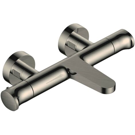 RAK Brushed Nickel Wall Mounted Exposed Thermostatic Bath Shower Mixer Tap - RAKITA3009N