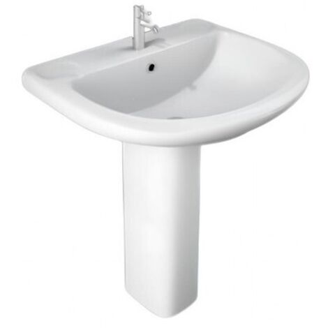 Rak Ceramics – Lavabo suspendu 60x48,5 cm en céramique blanc brillant – Finition brillante – Pour salle de bains moderne – Dimensions compactes