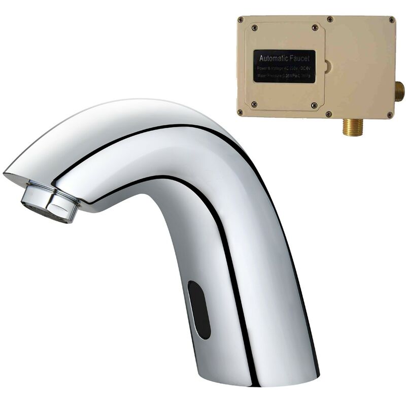 Chrome Basin Sink Mono Mixer Tap Infrared Sensor Activated Automatic Hygienic