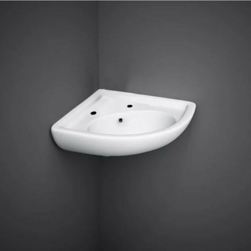 RAK Compact Corner Basin - 2 Tap Hole