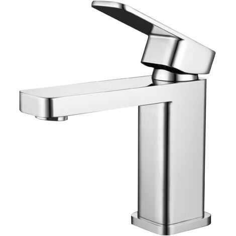 RAK Compact Eco Square Mono Basin Mixer Tap with Clicker Waste - Chrome