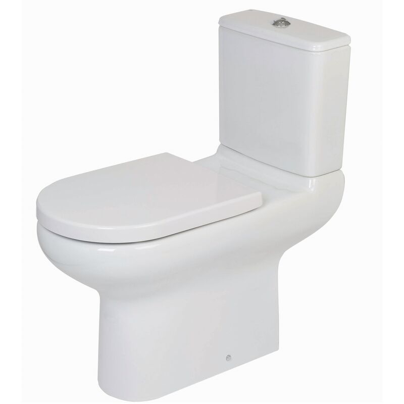 RAK Compact Extended Deluxe 750mm Projection Rimless Close Coupled Toilet Pan - Push Button Cistern