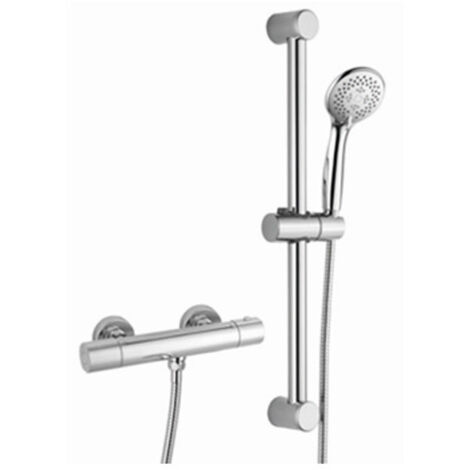 RAK Cool Touch Round Thermostatic Bar Shower Valve with Slider Rail Kit 580mm Height - Chrome