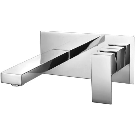 main image of "RAK Cubis Wall Mounted Basin Mixer Tap with Back Plate - Chrome"