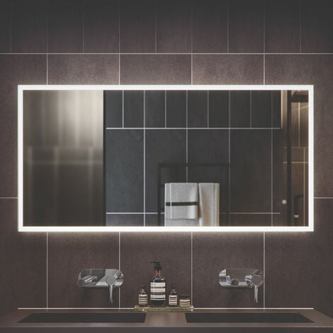 RAK Cupid Landscape LED Mirror with Switch and Demister Pad 600mm H x 1200mm W Illuminated