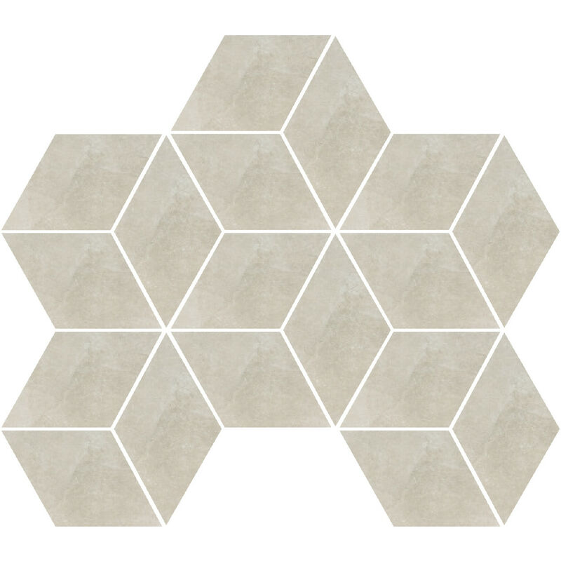 Rak Fashion Stone Beige Matt 25.5cm x 29.5cm Rhomboid Porcelain Mosaic Tile - AGWZZFNSEBEE006649 - Beige