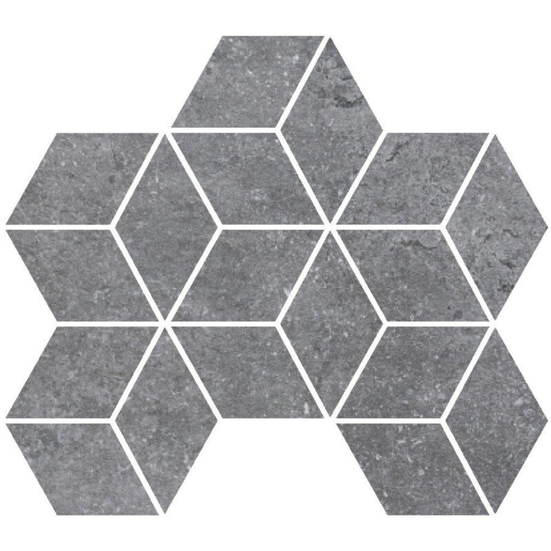 RAK Fashion Stone Grey Matt 25.5cm x 29.5cm Rhomboid Porcelain Mosaic Tile - AGWZZFNSEGRY005499 - Grey