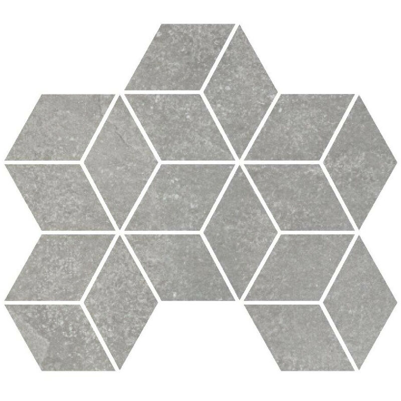 RAK Fashion Stone Light Grey Matt 25.5cm x 29.5cm Rhomboid Porcelain Mosaic Tile - AGWZZFNSELIG005500