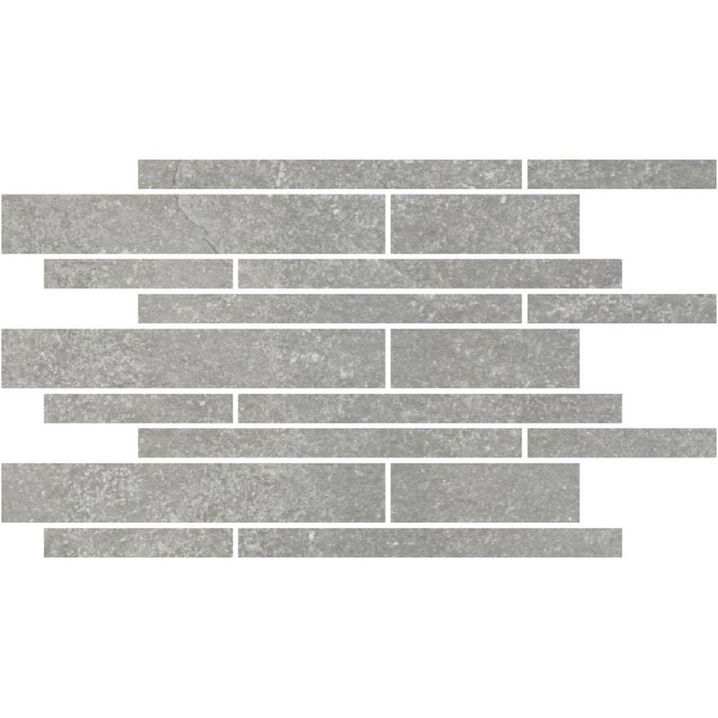 RAK Fashion Stone Light Grey Matt 30cm x 60cm Thin Muretto Porcelain Mosaic Tile - AGMZZFNSELIG005644 - Light Grey