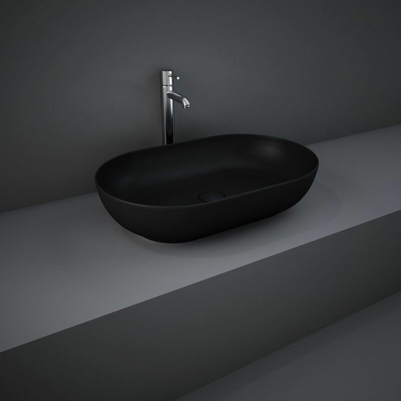 RAK Feeling Bathroom Oval Countertop Basin Sink Matt Black 550mm Waste Stylish