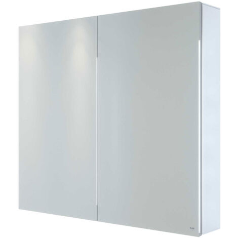 RAK Gemini 600mm x 700mm Aluminium 2 Door Mirrored Cabinet with Adjustable Shelves - RAKGEM5002