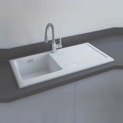 RAK Gourmet 4 Ceramic Kitchen Sink 1.0 Bowl 1010mm L x 510mm W - Alpine White