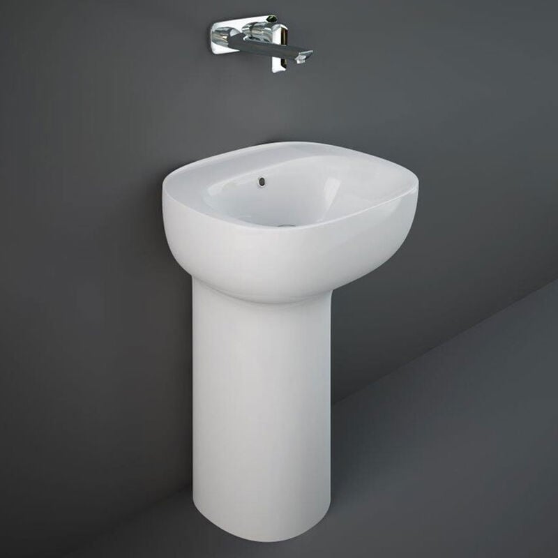Rak Ceramics - RAK Illusion Freestanding Wash Basin with Hidden Fixing 540mm Wide 0 Tap Hole - Alpine White