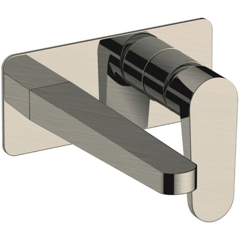 RAK Ischia Brushed Nickel Wall Mounted Basin Mixer Tap with Back Plate - RAKISH3007N