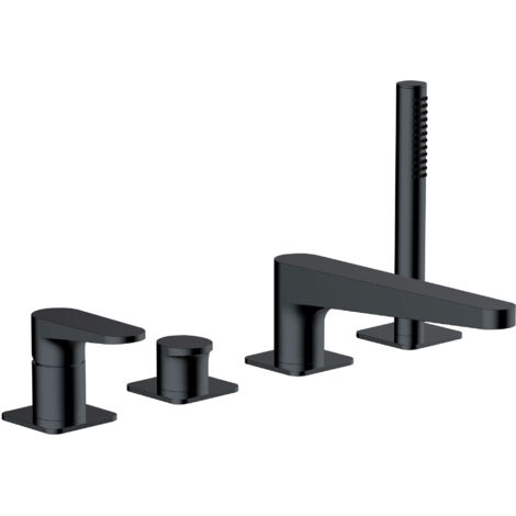 RAK Ischia Matt Black Deck Mounted 4 Tap Hole Bath Shower Mixer Tap - RAKISH3013B