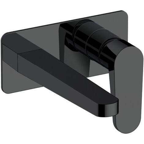 RAK Ischia Matt Black Wall Mounted Basin Mixer Tap with Back Plate - RAKISH3007B