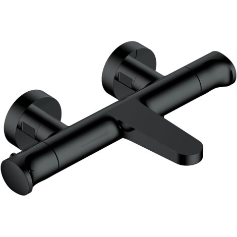 RAK Matt Black Wall Mounted Exposed Thermostatic Bath Shower Mixer Tap - RAKITA3009B