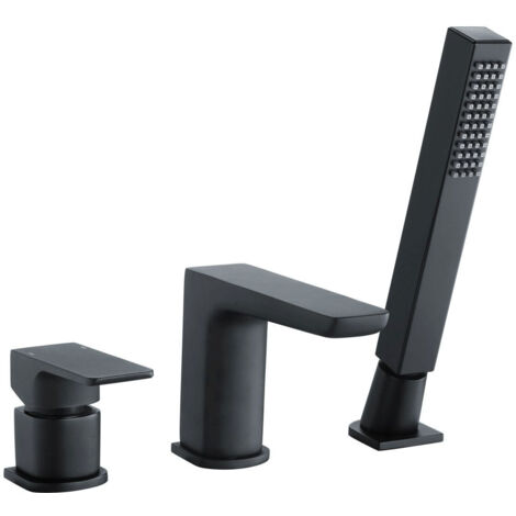 RAK Moon Black Deck Mounted 3 Tap Hole Bath Shower Mixer Tap - RAKMOO3012B