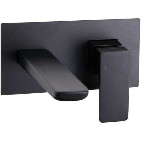 RAK Moon Wall Mounted Basin Mixer Tap with Back Plate - Black