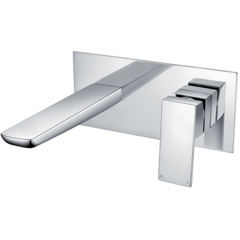 RAK Moon Wall Mounted Basin Mixer Tap with Back Plate - Chrome