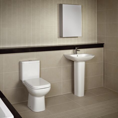 Rak Origin Compact Basin Sink + Toilet Set Bathroom Suite 10 Year Guarantee, No Tap