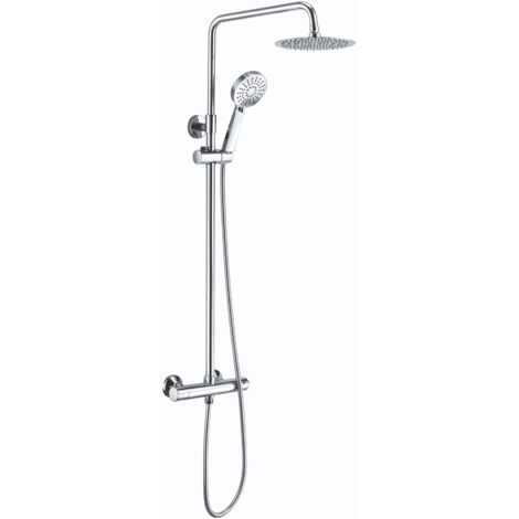 RAK Origin Thermostatic Round Bar Mixer Shower with Shower Kit + Fixed Head - Chrome