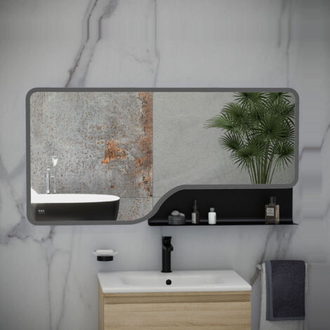 RAK Ornate Matt Black 600mm x 1200mm Illuminated LED Mirror - RAKORNMB5003