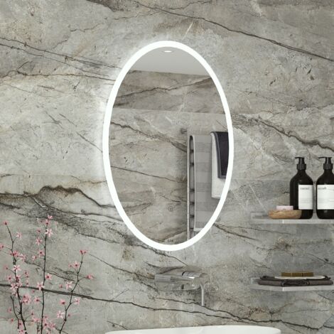 Rak Ovale Portrait LED Illuminated Bathroom Mirror 800mm H x 600mm W