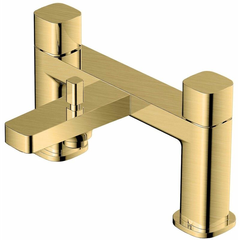 Rak Petit Bathroom Bath Shower Filler Mixer Tap Square Brushed Gold Deck Mount - Gold