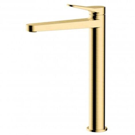 RAK Petit Round Brushed Gold Tall Basin Mixer Tap - RAKPER3003G