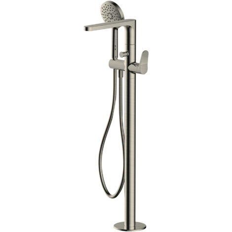 RAK Petit Round Brushed Nickel Floorstanding Bath Shower Mixer Tap - RAKPER3014N