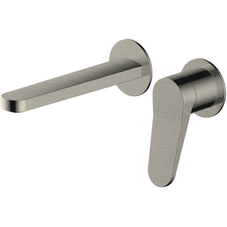 RAK Petit Round Brushed Nickel Wall Mounted Basin Mixer Tap - RAKPER3007N