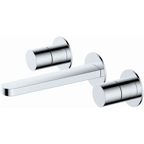 RAK Petit Round Chrome Wall Mounted 3 Tap Hole Basin Mixer Tap - RAKPER3010C
